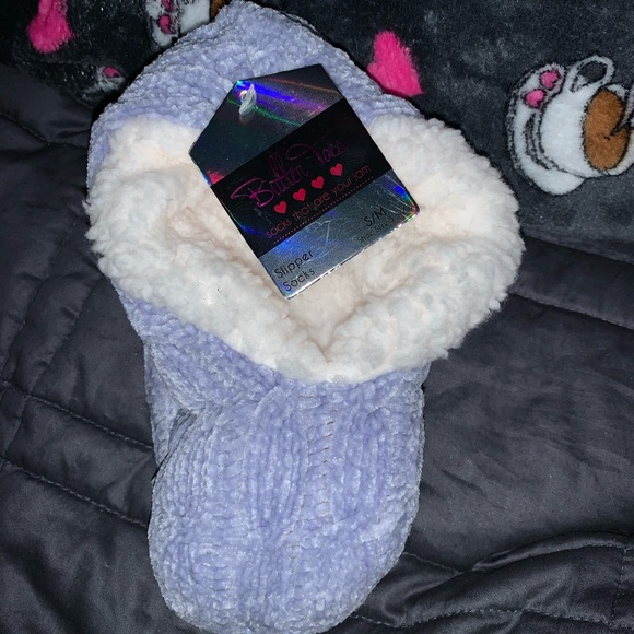 Cornflower Blue and Cream Slipper Socks - Picture 3 of 6